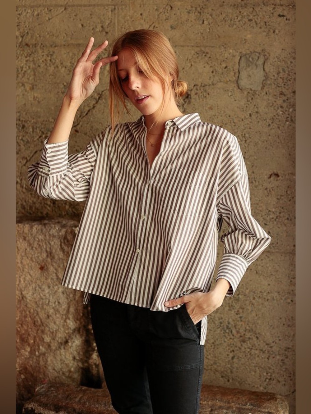 Nili Lotan Lonnie Striped Button Down Shirt - Size Large - Picture 1 of 5